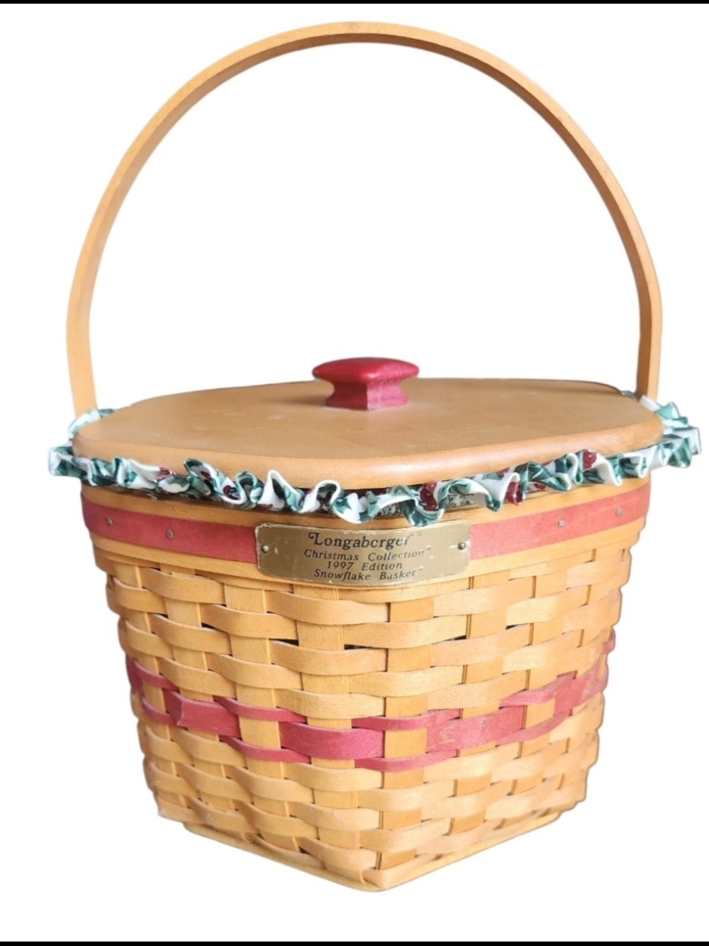 1998 Longaberger Glad Tidings With Lid, Protector & Liner